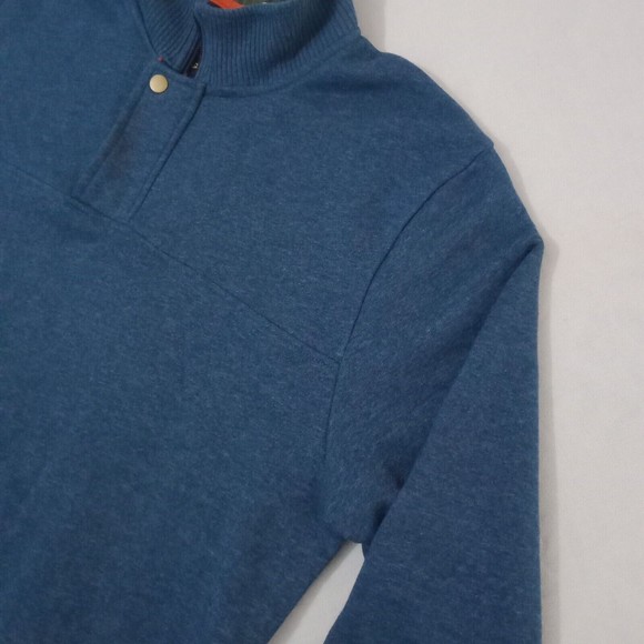 Orvis Men's Large Blue Pullover Long Sleeve Zip Up With Button Cotton Polyester - Picture 2 of 9
